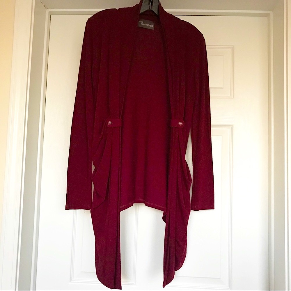 EUC M Luxe Apothetique Burgundy Long Slv Cardigan